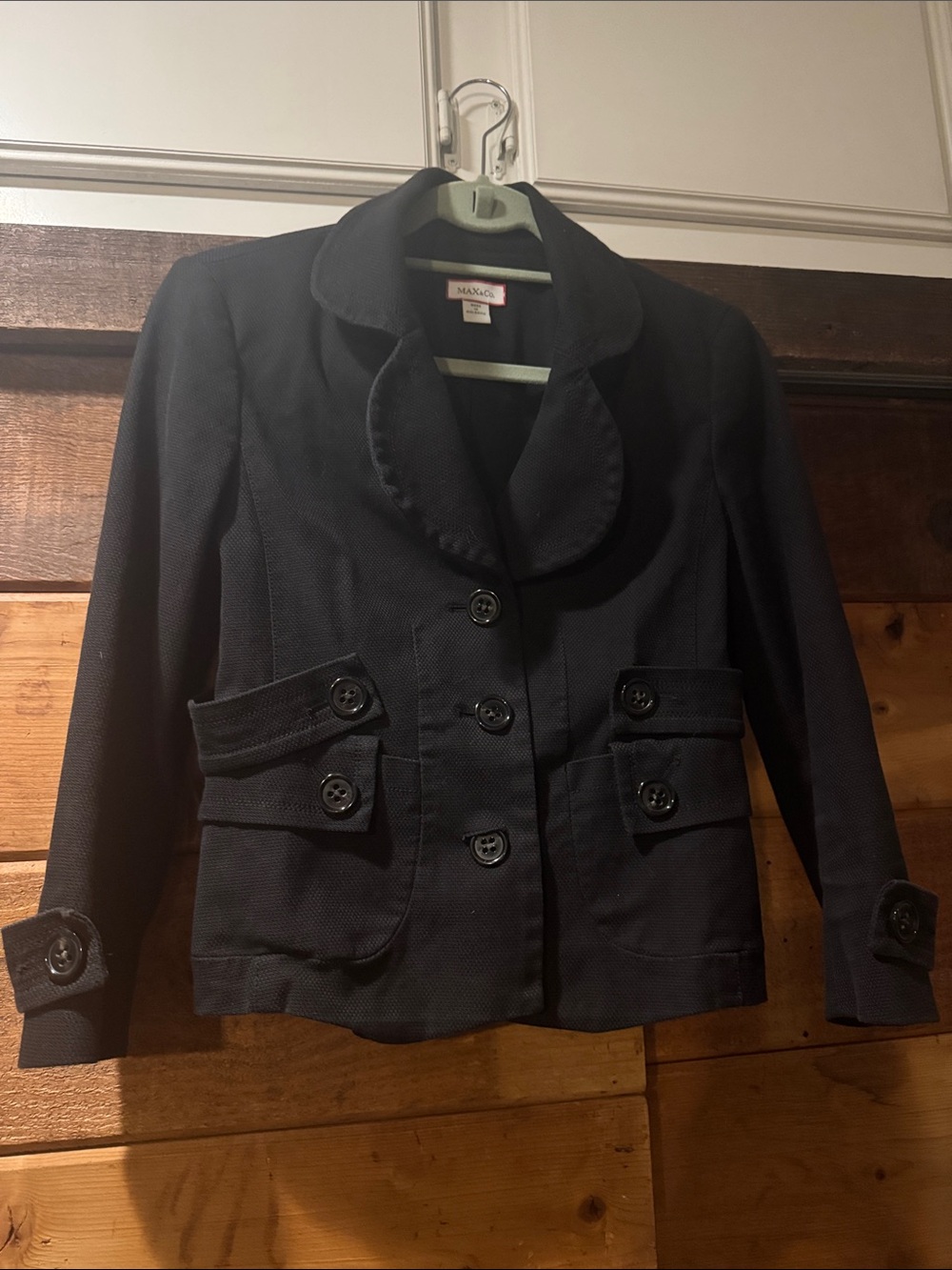 Max & Co. Black Cropped Button-Front Blazer